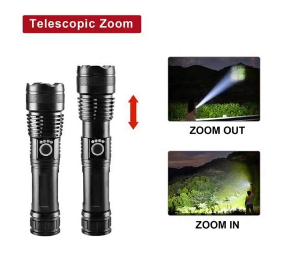 Rechargeable Zoom LED Flashlight USB Torch light - Image 3